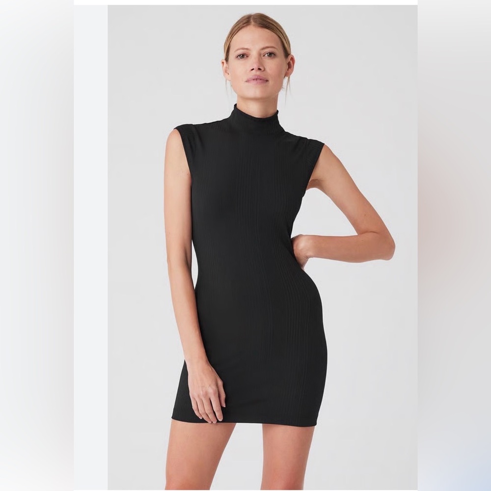Authentic ALO Yoga Black Ribbed Mini Dress